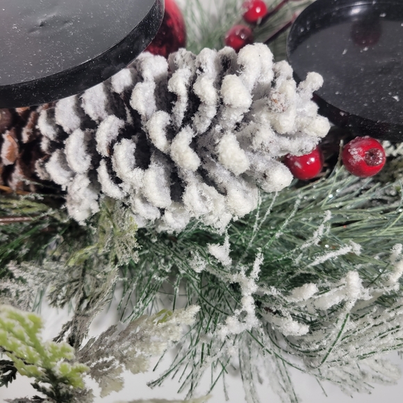 Glitzhome Pinecone Tabletop Candelabrum Candle Holder Centerpiece Flocked - Picture 5 of 6